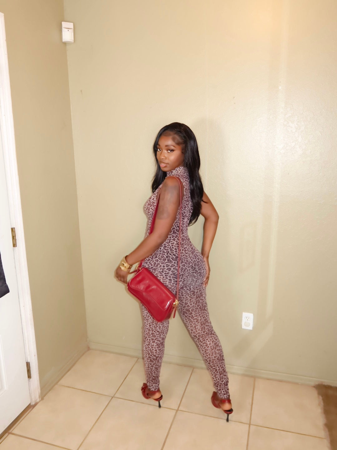Leopard Mesh Jumpsuit